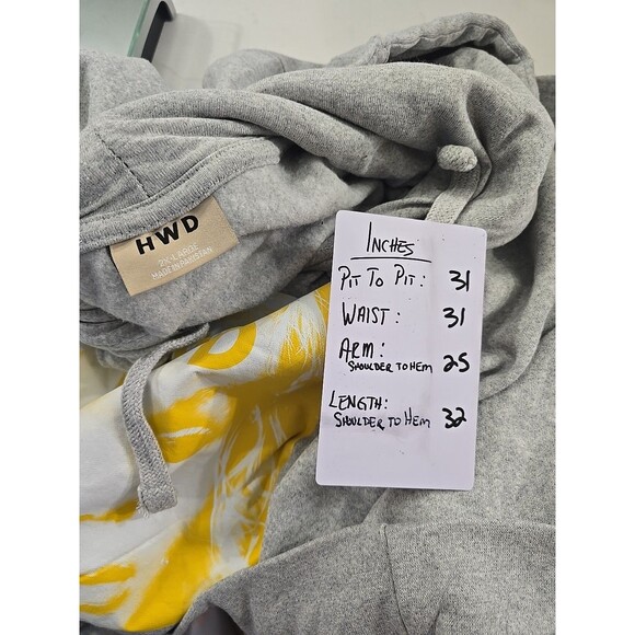 NWT Halfway Dead HWD Logo Baddie Grunge Baggy Hoodie Mens 2X Gray Yellow Graphic - Picture 7 of 7